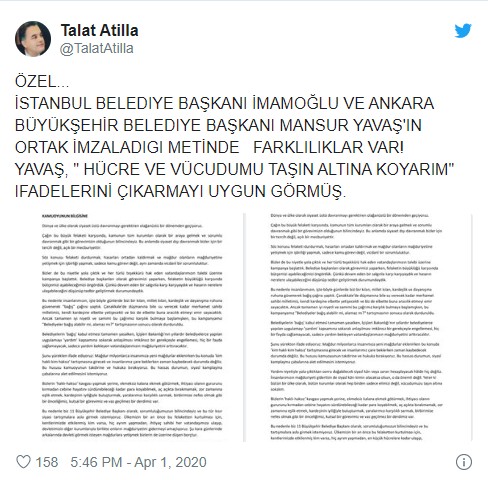 Talat Atilla, İmamoğlu ve Yavaş'ın imzaladığı metinlerin farklı olduğunu ortaya çıkardı.